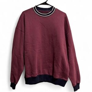 Men's Burgundy Sweater with Navy Accents |  A&F Men’s Sweater